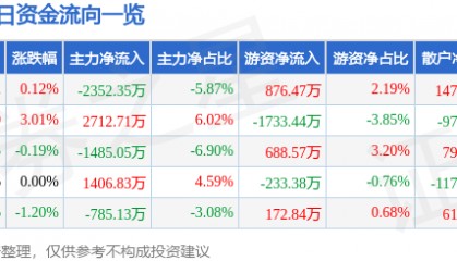 股票行情快报：均胜电子（600699）12月20日主力资金净卖出2352.35万元