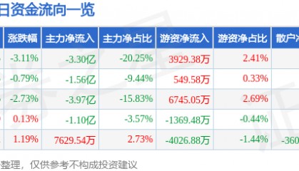股票行情快报：中国软件（600536）12月13日主力资金净卖出3.30亿元